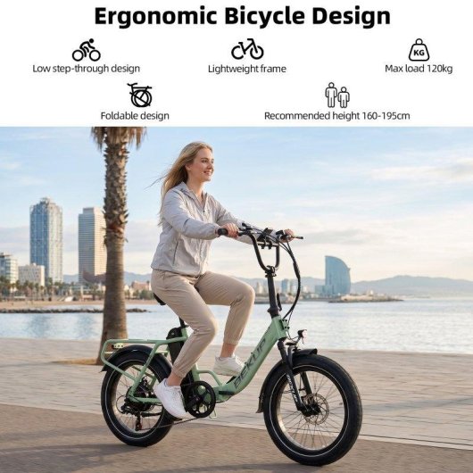 Bicicleta Eléctrica Bekup S3 Motor 250W Batería 48V 15AH 20" Verde