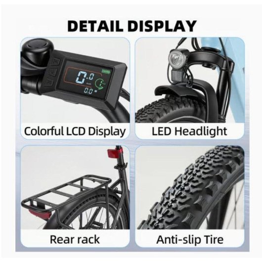 Bicicleta Eléctrica Bekup V28 Motor 250W Batería 36V 28" Azul
