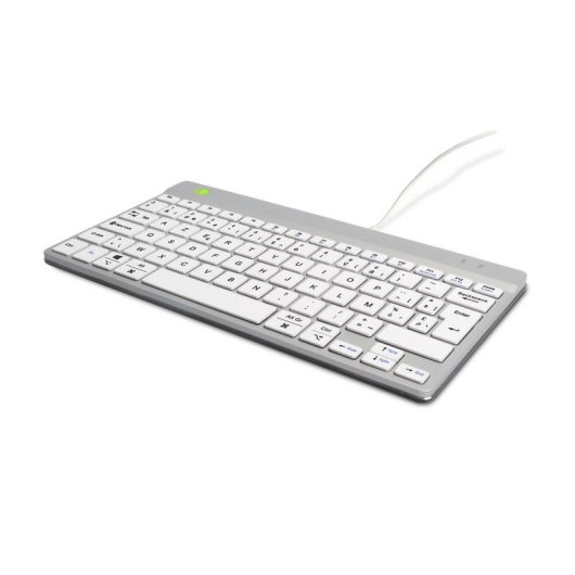 Tastatur R-Go Tools Compact Break ergonomisch mini AZERTY kabelgebunden weiß