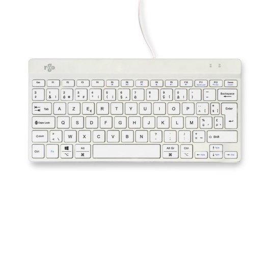 Tastatur R-Go Tools Compact Break ergonomisch mini AZERTY kabelgebunden weiß