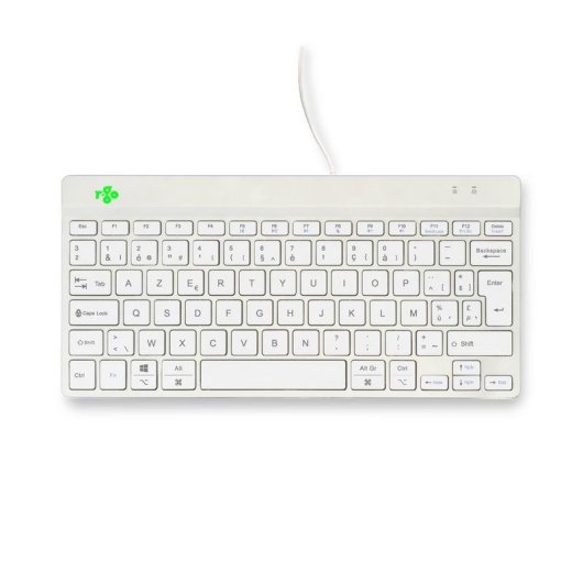 Tastatur R-Go Tools Compact Break ergonomisch mini AZERTY kabelgebunden weiß