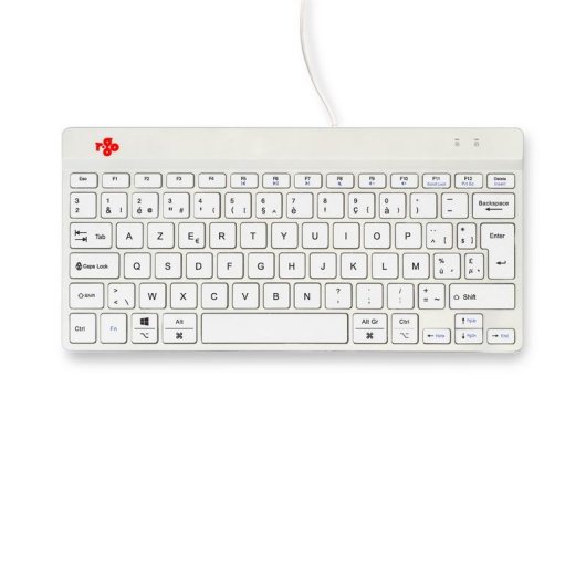 Tastatur R-Go Tools Compact Break ergonomisch mini AZERTY kabelgebunden weiß