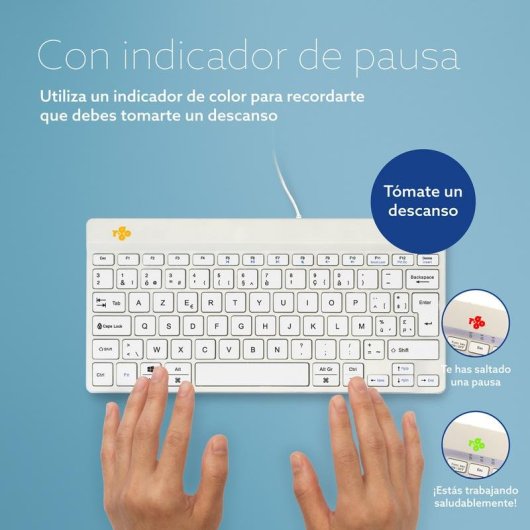Tastatur R-Go Tools Compact Break ergonomisch mini AZERTY kabelgebunden weiß