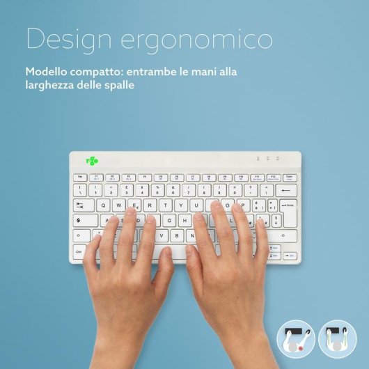 Clavier R-Go Tools Compact Break ergonomique sans fil QWERTY (IT) blanc