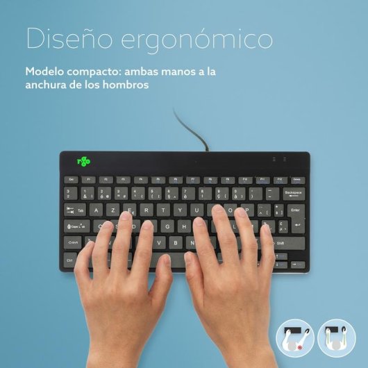Tastatur R-Go Tools Compact Break ergonomisch kabelgebunden AZERTY (BE) schwarz