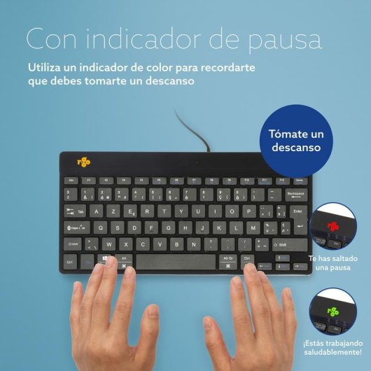 Tastatur R-Go Tools Compact Break ergonomisch kabelgebunden AZERTY (BE) schwarz