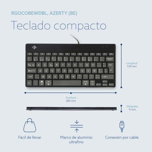 Tastatur R-Go Tools Compact Break ergonomisch kabelgebunden AZERTY (BE) schwarz