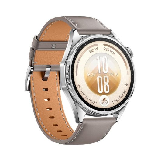 Huawei WATCH GT 7 Bluetooth NFC GPS 46mm Acero Gris Talla Única Correa de cuero Resistente al agua