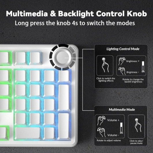 Teclado Aula F99 Pro mecánico silencioso inalámbrico RGB Hot Swap USA ANSI