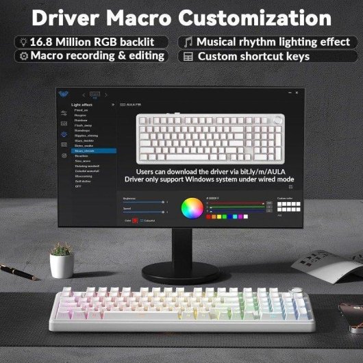 Teclado Aula F99 Pro mecánico silencioso inalámbrico RGB Hot Swap USA ANSI