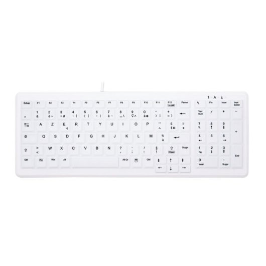 Clavier Cherry AK-C7000F-U1-W/FR blanc compact AZERTY médical filaire USB