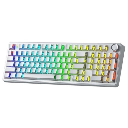 Teclado Aula F99 Pro mecánico inalámbrico RGB Hot Swap silencioso blanco