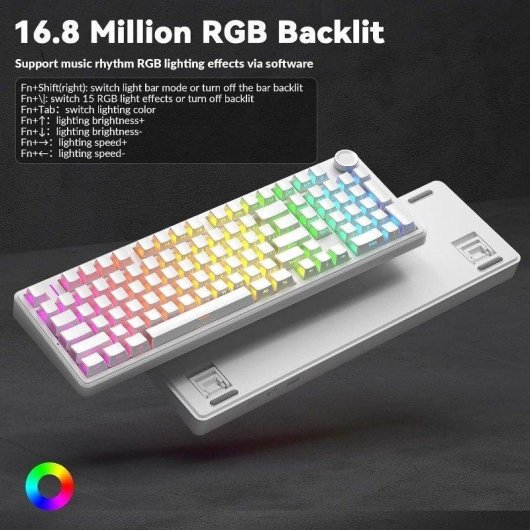 Teclado Aula F99 Pro mecánico inalámbrico RGB Hot Swap blanco