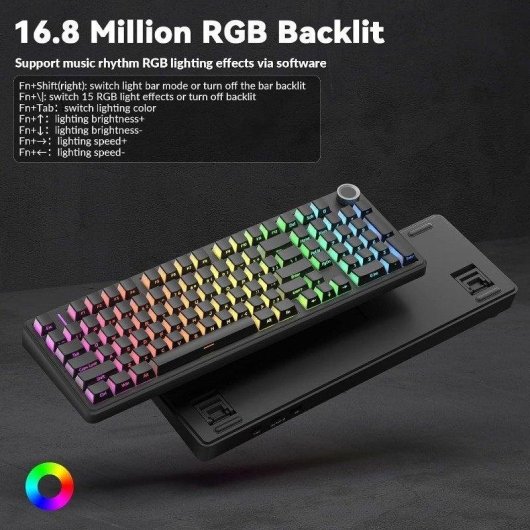 Teclado Aula F99 Pro mecánico inalámbrico RGB Hot Swap 96% español