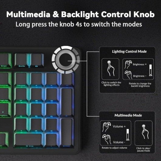 Teclado Aula F99 Pro mecánico inalámbrico RGB Hot Swap 96% español