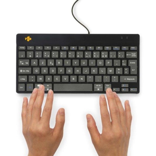 Tastatur R-Go Tools Compact Break AZERTY kabelgebunden schwarz mit LED-Pausenanzeige