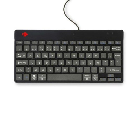 Tastatur R-Go Tools Compact Break AZERTY kabelgebunden schwarz mit LED-Pausenanzeige