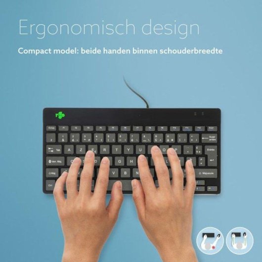 Tastatur R-Go Tools Compact Break AZERTY kabelgebunden schwarz mit LED-Pausenanzeige