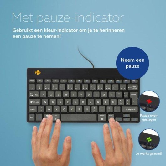 Tastatur R-Go Tools Compact Break AZERTY kabelgebunden schwarz mit LED-Pausenanzeige