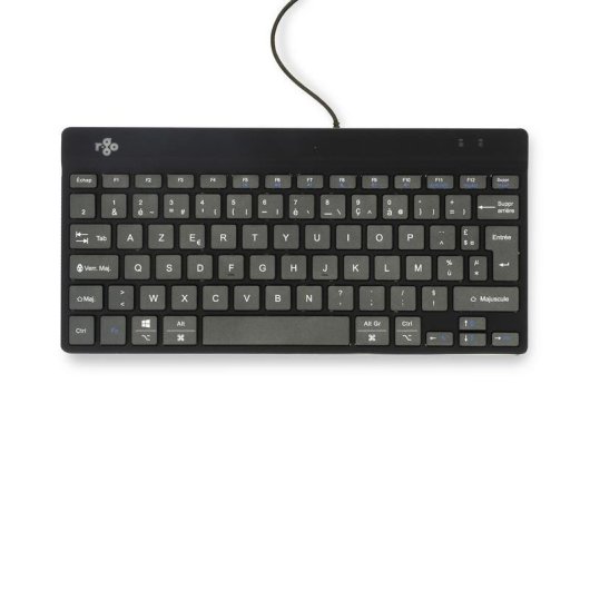 Tastatur R-Go Tools Compact Break AZERTY kabelgebunden schwarz mit LED-Pausenanzeige