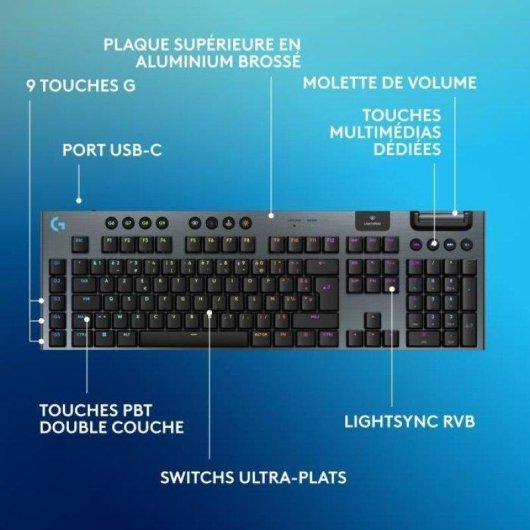 Tastatur Logitech G G915 X AZERTY mechanisch kabellos RGB schwarz