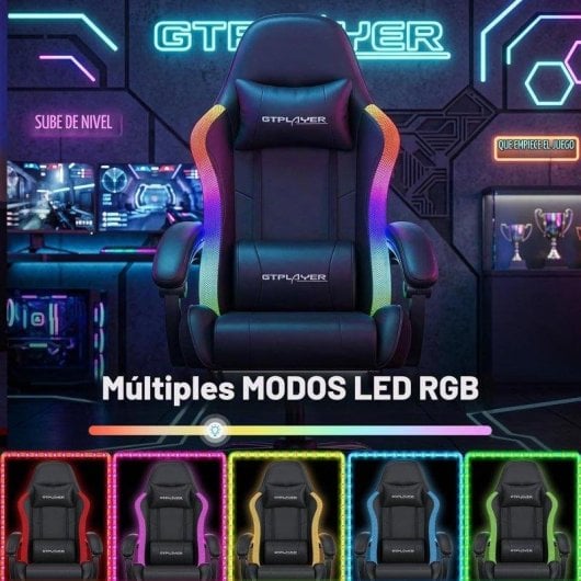 Sedia Gaming GTPLAYER Ergonomica con LED, Massaggio e Poggiapiedi
