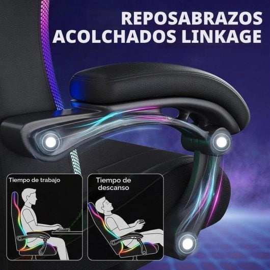 Sedia Gaming GTPLAYER Ergonomica con LED, Massaggio e Poggiapiedi