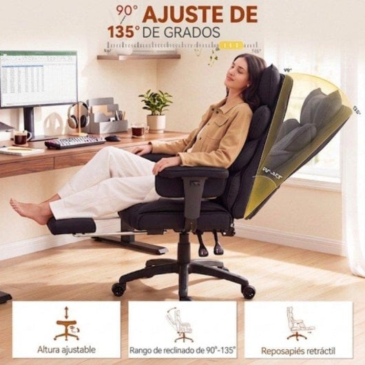 Silla Gaming Dowinx QL-66B1 Reclinable 90°-135° Soporte Lumbar Tejido Transpirable
