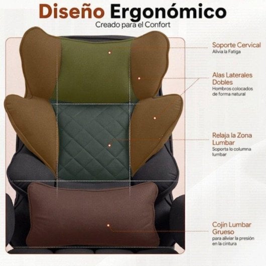 Silla Gaming Dowinx QL-66B1 Reclinable 90°-135° Soporte Lumbar Tejido Transpirable