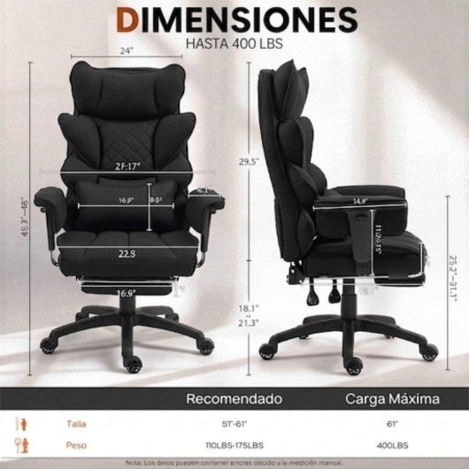 Silla Gaming Dowinx QL-66B1 Reclinable 90°-135° Soporte Lumbar Tejido Transpirable