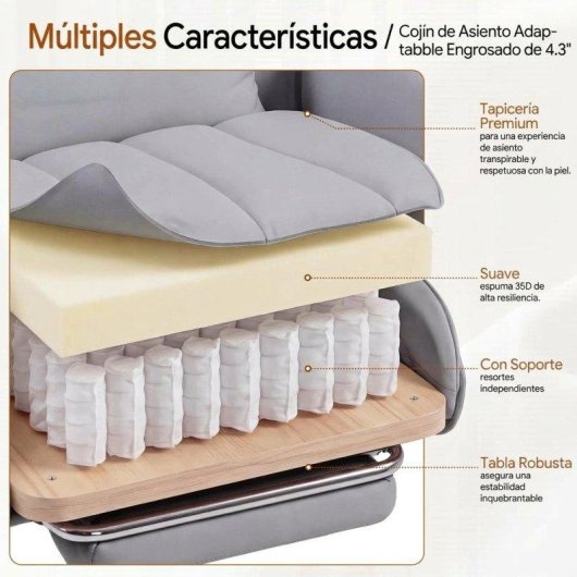 Silla Ergonómica Gaming Dowinx QL-66B1 Reclinable Soporte Lumbar 150 kg PU