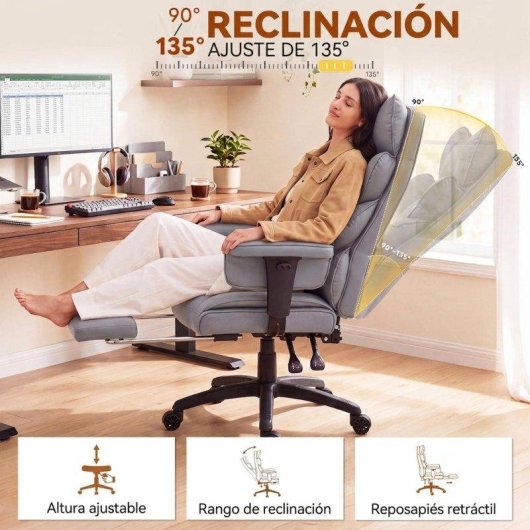 Silla Ergonómica Gaming Dowinx QL-66B1 Reclinable Soporte Lumbar 150 kg PU
