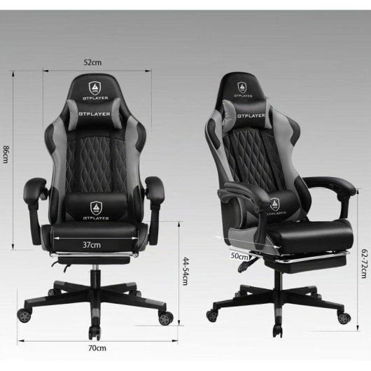 Sedia GTPLAYER Gaming Ergonomica con Poggiatesta e Lombare Regolabili