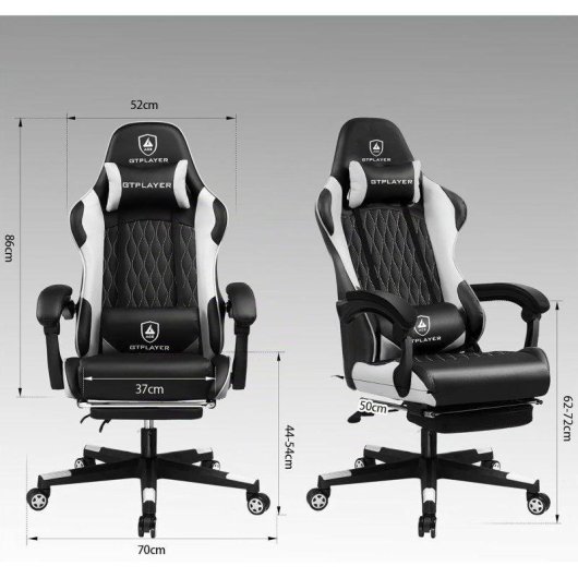 Sedia GTPLAYER Gaming Ergonomica con Supporto Lombare Reposapiedi
