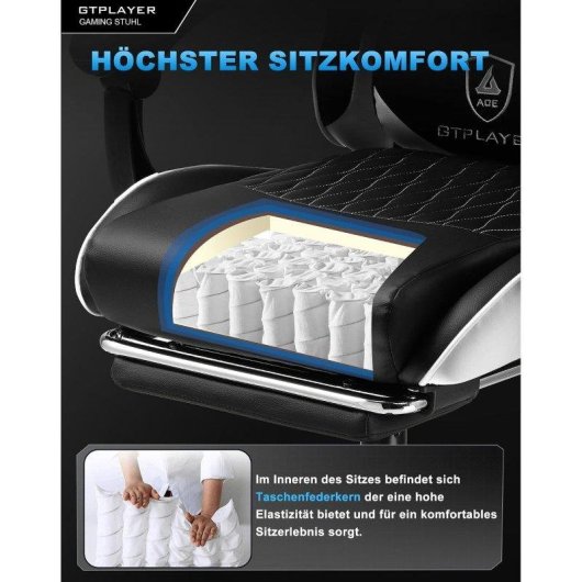 Sedia GTPLAYER Gaming Ergonomica con Supporto Lombare Reposapiedi