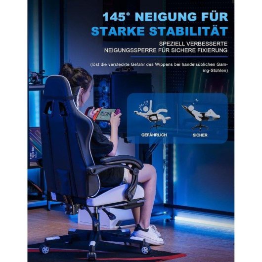 Sedia GTPLAYER Gaming Ergonomica con Supporto Lombare Reposapiedi