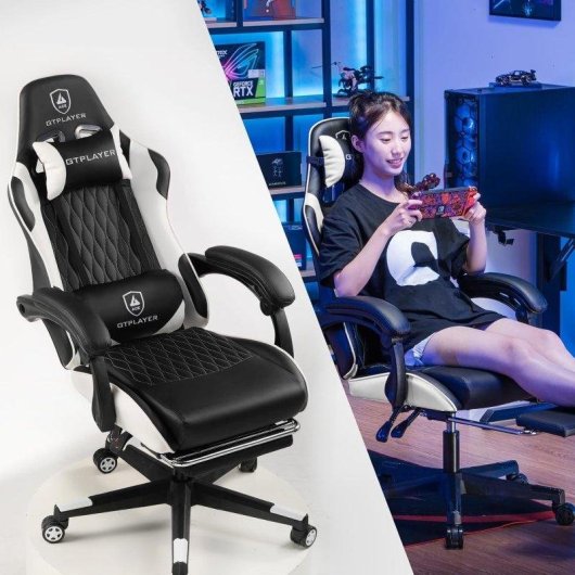 Sedia GTPLAYER Gaming Ergonomica con Supporto Lombare Reposapiedi