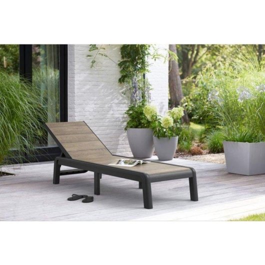 Tumbona Exterior Keter Porto Gris con respaldo ajustable 4 posiciones
