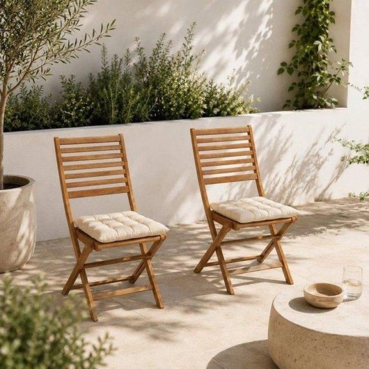 Silla de jardín plegable Eden eucalipto FSC set 2 unidades marrón