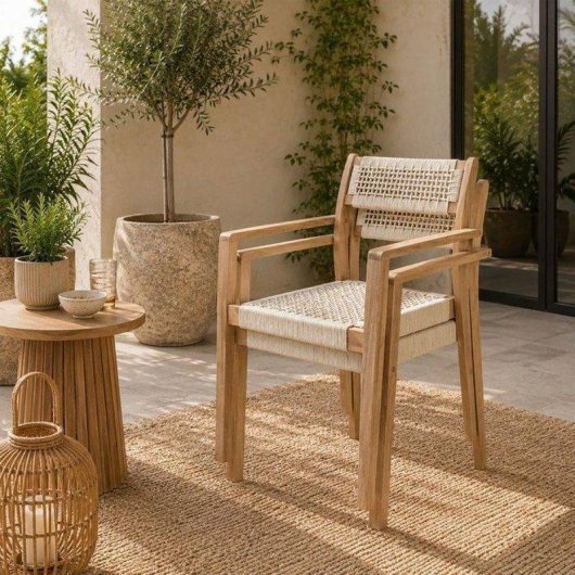 Silla de jardín NO NAME Arawa apilable de acacia FSC y cuerda
