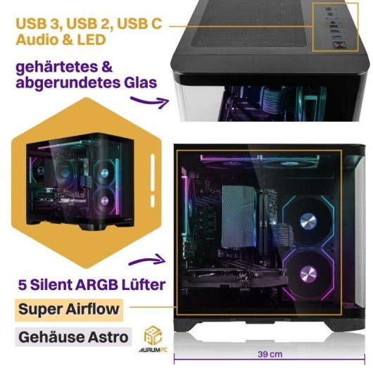 Desktop-PC AurumPC R7 9800X3D 16GB DDR5 1TB SSD RTX 5060 Windows 11