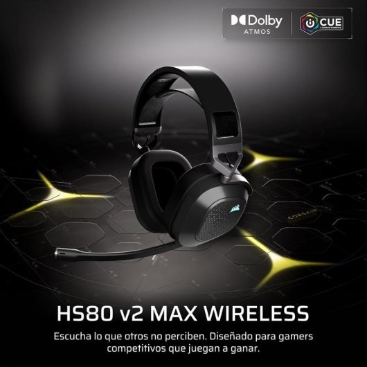 Casque Corsair HS80 v2 MAX sans fil Bluetooth gaming Dolby Atmos gris acier