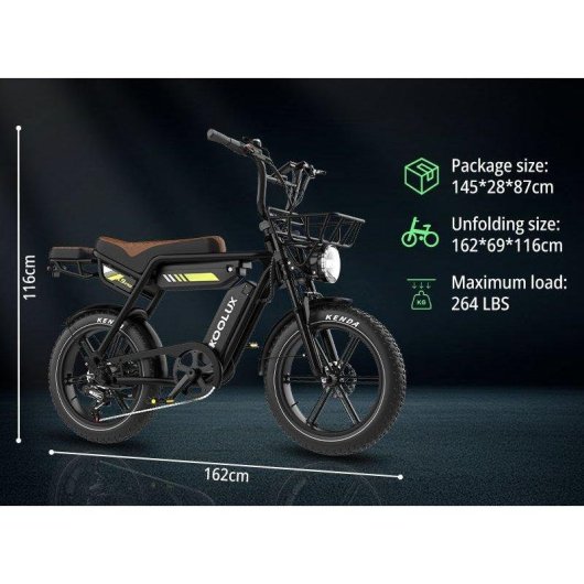 Bicicleta Eléctrica Koolux X9PRO 750W 48V 15,6×2 Ah 20" 45 km/h