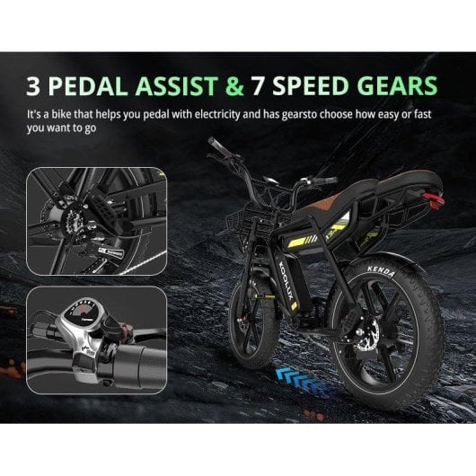 Bicicleta Eléctrica Koolux X9PRO 750W 48V 15,6×2 Ah 20" 45 km/h