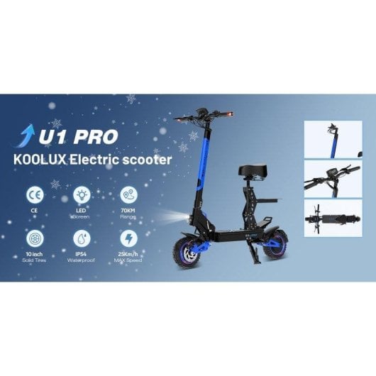 Patinete eléctrico Koolux U1Pro 500 W x2 Autonomía 70 km Neumáticos 10" IPX4