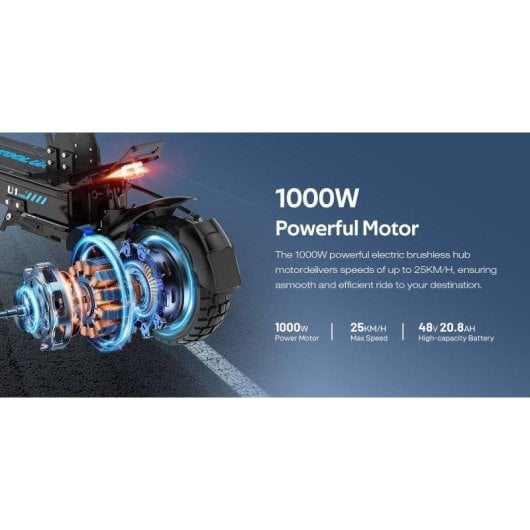 Patinete eléctrico Koolux U1Pro 500 W x2 Autonomía 70 km Neumáticos 10" IPX4