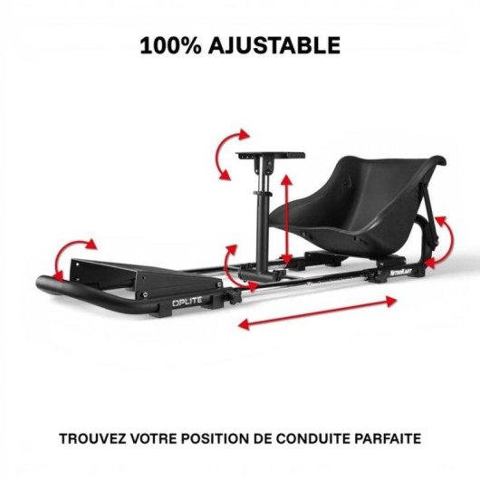 Renncockpit Oplite Nitrokart V2 schwarz ausziehbarer Rahmen verstellbarer Sitz