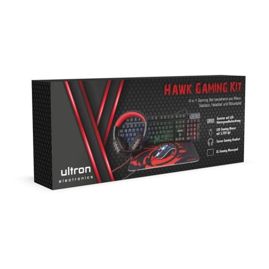 Clavier ULTRON HAWK membrane complet LED QWERTZ allemand avec souris incluse