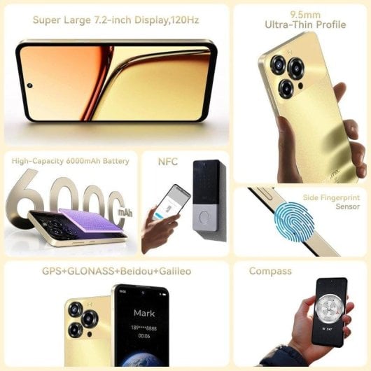 Oukitel C69 4G 8GB 256GB 7,2" Dorado batería 6000 mAh