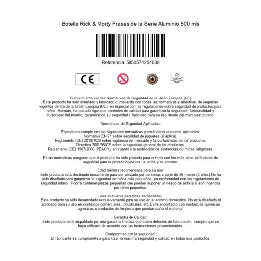 Bouteille Pyramid International Rick & Morty Aluminium 500ml Citations Série